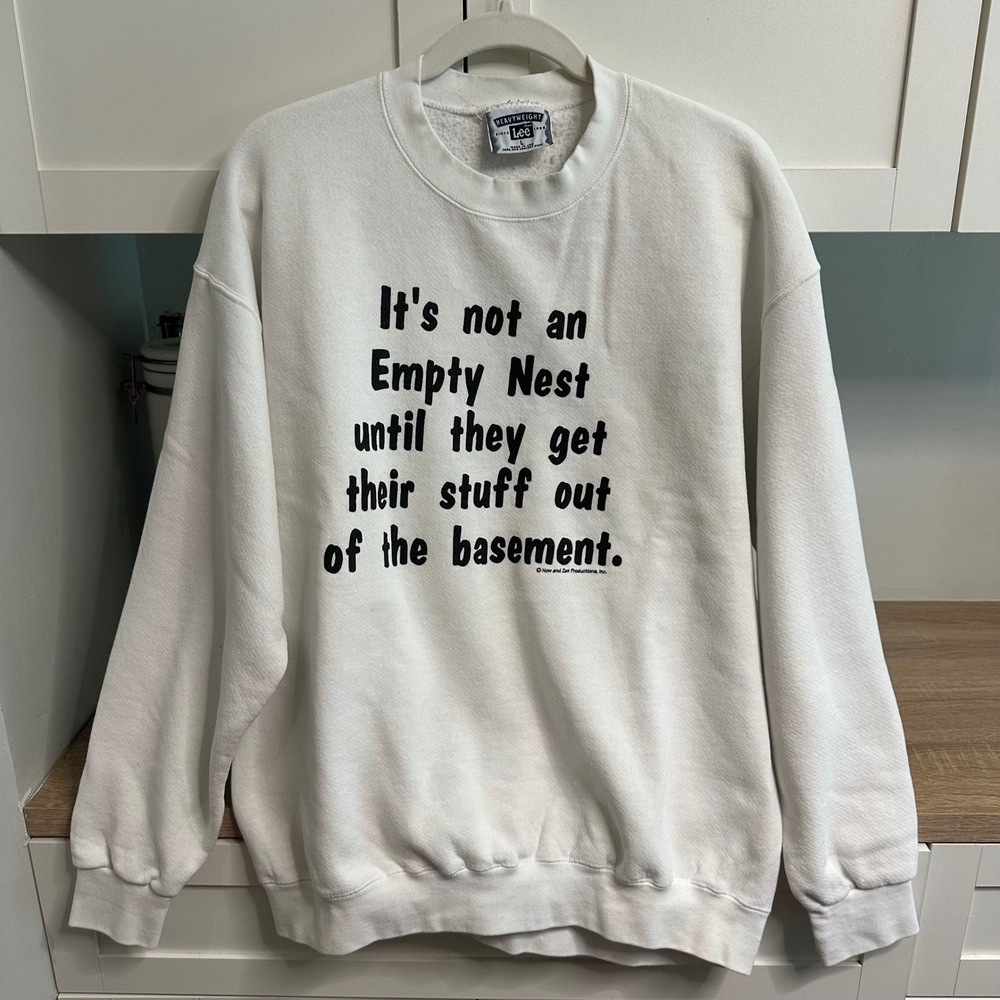 Vintage 90s Lee Sweatshirt Mens L Empty Nest Humor Graphic Made in USA Novelty